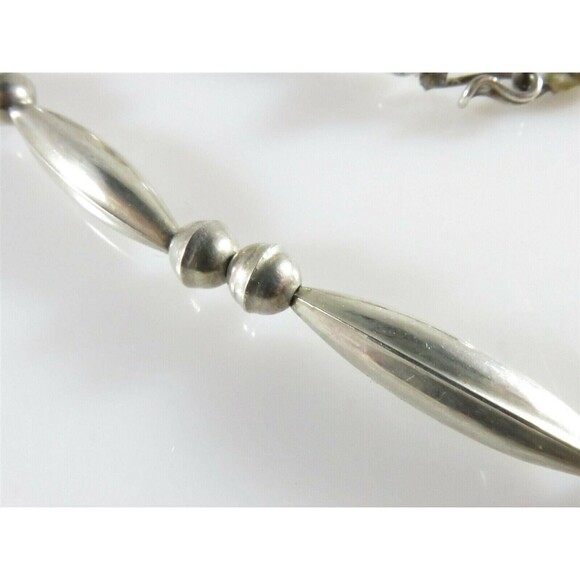 Tsethlikai Jo. Zuni Sterling Silver Coral Turquoise Bench Made Sterling Necklace - Picture 4 of 10